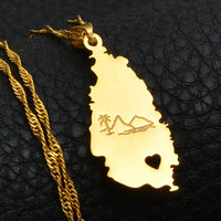 Anniyo Saint Lucia Map Pendant Necklace for Women Girl Gold Color Jewelry St. Lucia Cities Pendant Chains Jewellery #123821