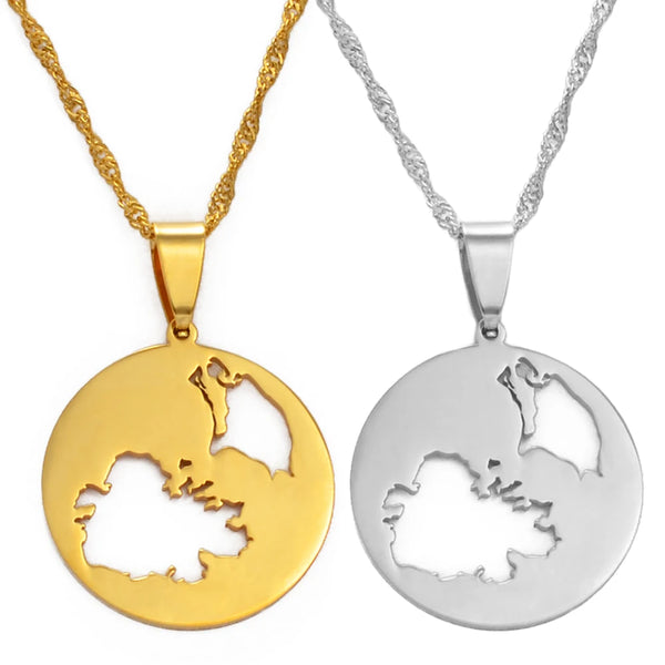 Anniyo Antigua and Barbuda Pendant & Necklaces for Women Girls Silver Color/Gold Color Jewelry #145221