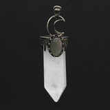 Natural Amethyst Rose Quartz Crystal Lapis Lazuli Labradorite Hexagon Moon Black Agate Tiger Eye Stone Pendant Jewelry For Women