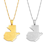 Anniyo Guatemala Map With City Name Pendant Necklaces for Women Girls Jewelry Guatemalan #239521