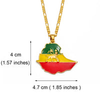 Anniyo 4.7CM Ethiopian Map Flag Pendant Necklace for Women Men Gold Color Ethiopia Jewelry Map Chains @008606