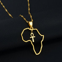 Anniyo Egyptian Cross Ankh Symbol Pendant Necklaces Women Girls Africa Map Jewelry Egypt Hieroglyphs Nile Key @177721