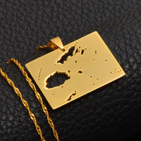 Anniyo Fiji Map Pendant Necklace Gold Color Jewelry Maps of Viti  #018621