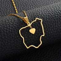 Anniyo Nigeria Map Pendant Necklaces Heart Nigerian Maps Jewelry  Gold Color Maps #154221
