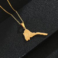 Eritrea Map & Flag Pendant and Thin Necklaces for Women/Girl Silver Color/Gold Stainless steel African Eritrean Party Jewelry