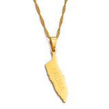 Anniyo Aruba Map Pendant Necklace Thin Chain Gold Color Curacao Jewelry for Caribbean Sea Regional islands #011921