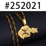 Anniyo Africa Map Berbers Pendant Necklaces African Berber Jewelry for Amazigh Women Men @252021
