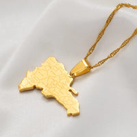 Anniyo Dominican Map With Cities Pendant Necklaces Jewelry Gold Color and Silver Color #123521