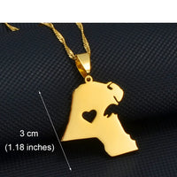 Anniyo Heart Kuwait Map Pendant Necklaces Kuwaiti Gold Color Jewelry #231121