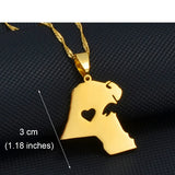 Anniyo Heart Kuwait Map Pendant Necklaces Kuwaiti Gold Color Jewelry #231121