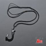 1PC Hawaii Surfer Jewelry Handmade Carved buffalo horn  Fish Hook Pendant New Zealand Maori Tribal Choker WoMen's Men's Necklace