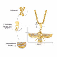 Ahura Mazda Zoroastrian Farvahar Wing Necklace Pendant Stainless Steel Medyan religi Achaemenian Men Jewelry