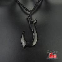 1PC Hawaii Surfer Jewelry Handmade Carved buffalo horn  Fish Hook Pendant New Zealand Maori Tribal Choker WoMen's Men's Necklace