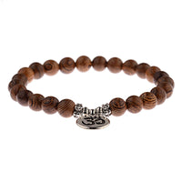 8mm Natural Wood Buddha Bracelet Men Handmade Charms OM Beads Yoga Chakra Mala Prayer Bracelet Meditation Jewelry pulsera