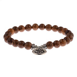 8mm Natural Wood Buddha Bracelet Men Handmade Charms OM Beads Yoga Chakra Mala Prayer Bracelet Meditation Jewelry pulsera