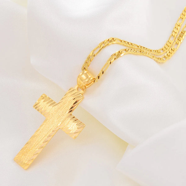 Anniyo Cross Pendant Necklaces for Women Men Gold Color Micronesia Marshall Island Crosses Religion African Jewelry #007509