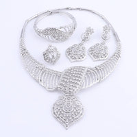 CYNTHIA New Fashion African Jewelry Set Dubai Silver Plated Bridal Necklace Earrings Set Crystal Indian Wedding Jewelry