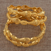Anniyo 4 Pieces/Lot Gold Color Bangle for Women Ethiopian Bracelets Middle East Dubai Wedding Jewelry African  @086506