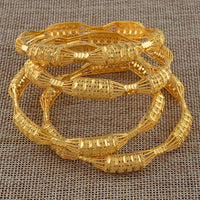 Anniyo 4PCS/LOT, Dubai Bangle Bracelet for Women Gold Plated Jewelry African Arab Wedding Bracelet  @088106M