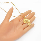 Anniyo New Design Africa Map Pendant Necklaces African Roots Tree Necklace Jewelry Gold Color Stainless Steel @111621