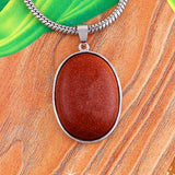 Crystal Quartz Oval Stone Pendant Natural Rose Quartz Tiger Eye Labradorite Agate Stone Pendant Wedding Decoration Charm Jewelry
