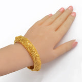 Anniyo 4pcs/Lot Dubai Wedding Bangles Ethiopian Jewelry Gold Color Africa Bracelets Women Arab Birthday Jewelry #199606