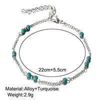 L154 Fashion Bijoux Girl Unique Nice Beads Chain Charm Blue Green Stone Anklet Bracelet Foot Men Women Wedding Jewelry