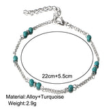 L154 Fashion Bijoux Girl Unique Nice Beads Chain Charm Blue Green Stone Anklet Bracelet Foot Men Women Wedding Jewelry