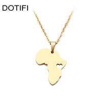 DOTIFI  Stainless Steel Necklace For Women Man Africa Map Gold Color Pendant Necklace Engagement Jewelry