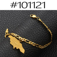 Anniyo Jamaica Map Bracelet for Women Men Jamaican Chain Link Bangles & Bracelets Patriotic  #100821