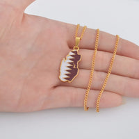 Anniyo Qatar Map and Flag Pendant Necklaces for Women Men Gold Color Qatari Jewelry Patriotic  #122406