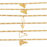 Anniyo Barbados Island Map & Flag Symbol /Dominican/Italy Sicily Map Bracelets for Women Men Girls Bangles Jewelry #106521