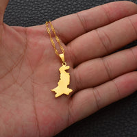 Anniyo Pakistan Map Pendant Necklaces Stainless Steel and Silver Color/Gold Color Pakistani Ethnic Jewelry #111321