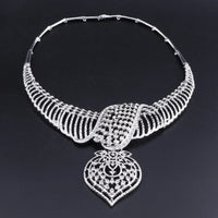 CYNTHIA New Fashion African Jewelry Set Dubai Silver Plated Bridal Necklace Earrings Set Crystal Indian Wedding Jewelry