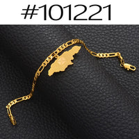 Anniyo Jamaica Map Bracelet for Women Men Jamaican Chain Link Bangles & Bracelets Patriotic  #100821