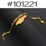 Anniyo Jamaica Map Bracelet for Women Men Jamaican Chain Link Bangles & Bracelets Patriotic  #100821