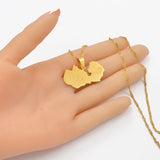 Anniyo Zambia Map Flag Pendant and Necklaces Gold Color Zambian Jewelry #109121