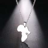 DOTIFI  Stainless Steel Necklace For Women Man Africa Map Gold Color Pendant Necklace Engagement Jewelry