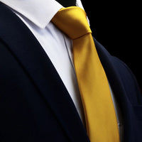 GUSLESON Quality Jacquard Woven Silk Solid Tie for Men 8cm Classic Plain Necktie Red Navy Gold Yellow Ties for Wedding Business