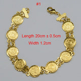 Anniyo Gold Color Money Coin Bracelet Islamic Muslim Arab Coins Bracelet for Women Men Middle Eastern Jewelry African @@