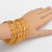 Anniyo 6pcs/Lot Wave Bracelets Women Girls Dubai Bracelet Jewelry Arab Middle Eastern African Metal Bangles Weeding Item #015307