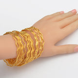 Anniyo 6pcs/Lot Wave Bracelets Women Girls Dubai Bracelet Jewelry Arab Middle Eastern African Metal Bangles Weeding Item #015307