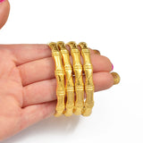 Anniyo 4 Piece/Lot Bamboo Bangle Women Arab Dubai Bracelet Gold Color Jewelry Wholesale African Micronesia Accessories #000936