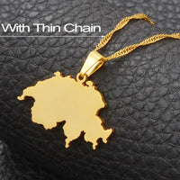 Anniyo Switzerland Map Pendant Necklaces for Women,Suisse Svizzera Svizra Schweizerische Swiss Maps Jewelry #101721