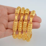 Anniyo 4PCS/LOT, Dubai Bangle Bracelet for Women Gold Plated Jewelry African Arab Wedding Bracelet  @088106M
