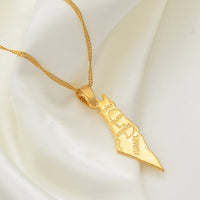 Anniyo Israel Map and West Bank Pendant Necklaces Chain Gold Color Jewelry For Women Men Map of Israel #003810