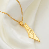 Anniyo Israel Map and West Bank Pendant Necklaces Chain Gold Color Jewelry For Women Men Map of Israel #003810