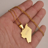 Anniyo Syria Map Necklaces Gold Color Silver Color Charms Pendant Necklaces Syrians Jewelry Middle East @007321