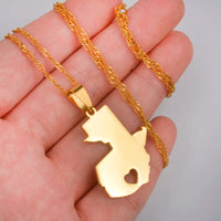 Anniyo Guatemala Map Pendant Necklaces for Women Girls Gold Color Jewelry Map of Guatemala #004021