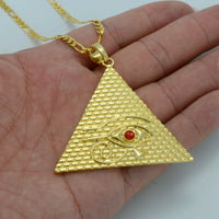 Anniyo Egyptian Pyramid Pendant Necklaces for Women Men Egyptians Eye Of Horus Jewelry Egypt Eye Amulet Hieroglyphics #019306